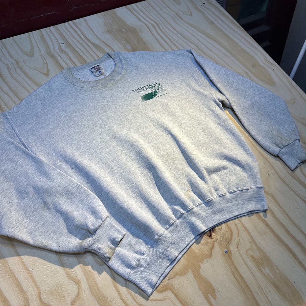 Vintage Jerzees Super Sweats XL Gray Healthy Trend Juice Blends Sweatshirt USA